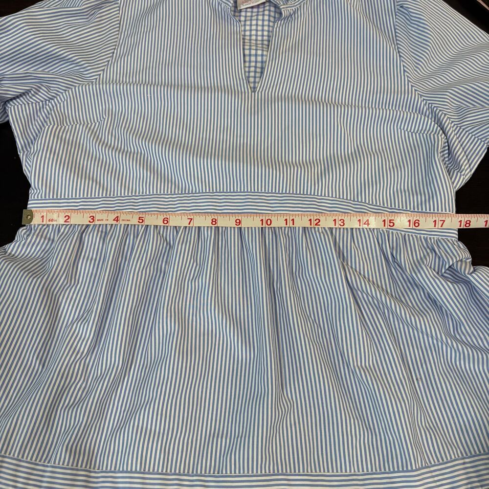 Gretchen Scott Blue and White Striped "So Sweet" Cotton Ruffle Dress SzM Preppy - Picture 6 of 9
